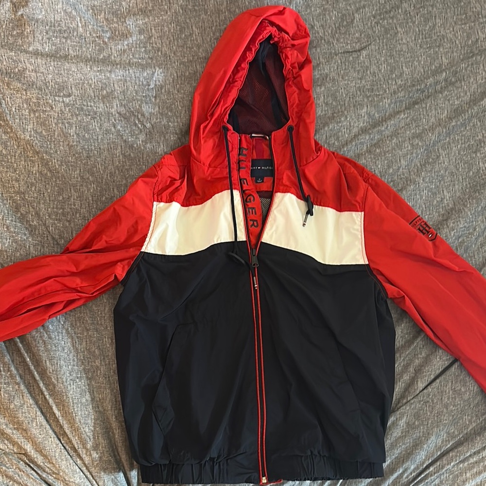 Tommy Hilfiger Red, Black, and White Wind Breaker Jackey